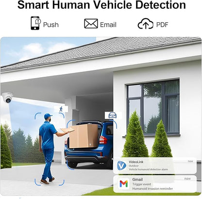 VIKYLIN 4K 8MP IP PoE Camera, Outdoor PoE Security Camera with Motion Detection 2.0, Tripwire, Area Detection, Face Detection, Built in Mic, Starlight 98ft IR Night Vision, N Series Upgrade