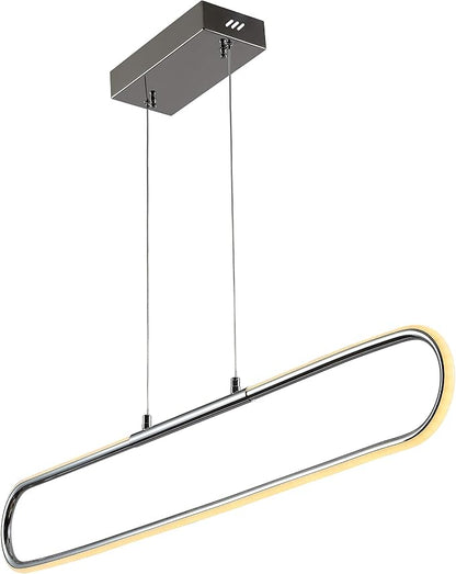 JONATHAN Y Ned 39" Integrated LED Linear Pendant Dimmable Metal, Chrome | Modern Adjustable Height Chandelier, Kitchen Island Light, 3000K, 1690 Lumens, ETL Listed, Clear Cord, Minimalist Decor