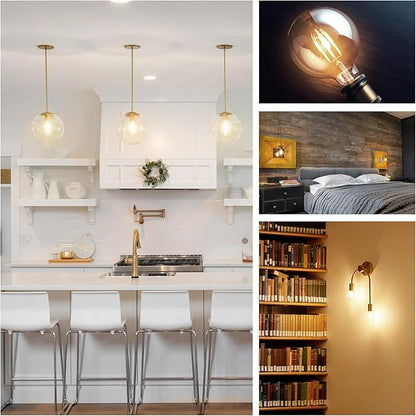E ENERGETIC LIGHTING Dimmable LED Edison Light Bulb, G25 (G80) Globe Bulb, 60W Equivalent, 3000K Warm White, Christmas Light, E26 Standard Base, ETL Listed, 6-Pack