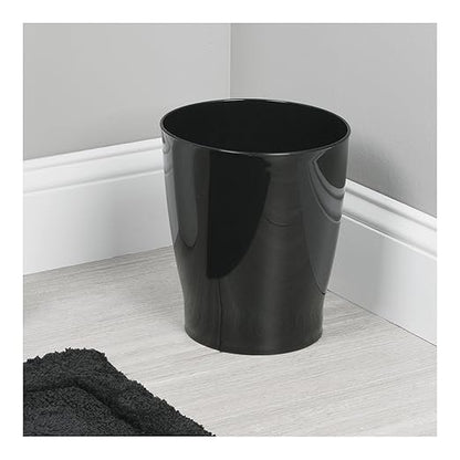 iDesign Small Round Bathroom Trash Can - Ideal for Bathroom or Office, Set of 4, Black, Made in USA