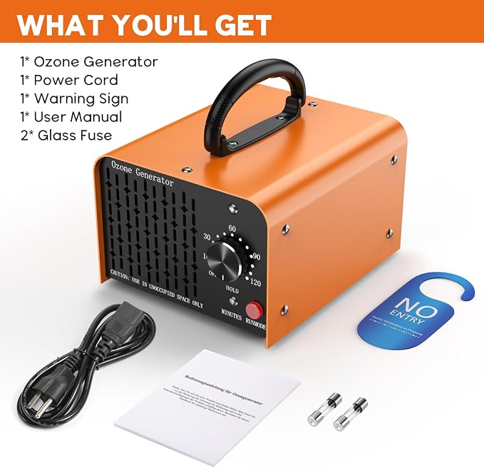 65000MG Ozone Odor Eliminator Generator for Home & Car Orange