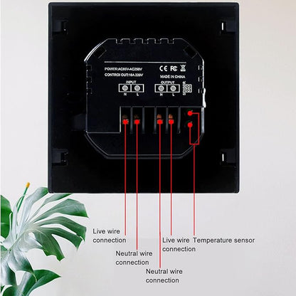 Smart Home Floor Heating Thermostat 16A AC85-250V Electric Heating Easy Installation Accurate Temperature Control (Black)