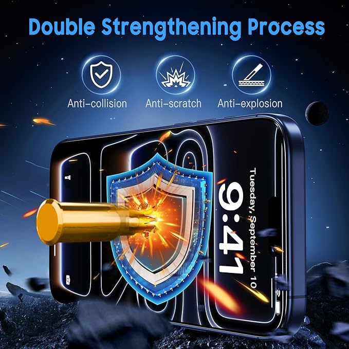 Uyiton Compatible with iPhone 17 Pro Matte Screen Protector - Anti-Fingerprint [Easy to Install] Shatterproof Full Coverage Smooth as Silk 9H Tempered Glass Screen Cover, 2 Pack