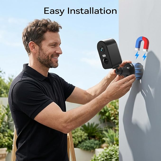 KKB 4G LTE Cellular Security Cameras Wireless Outdoor, Magnetic Mount, 2K No WiFi Security Camera Indoor Battery Powered Built-in SIM, Off-Grid Camera for RVs/Travel/Camping, Subscription Required