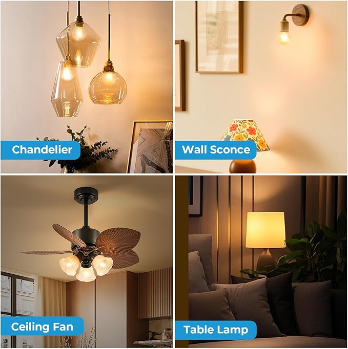 GvvooHome E26 G16.5 Edison LED Bulb, Dimmable 6W 60W Equivalent, 2700K Warm White, Round Globe Bulbs for Chandeliers, Ceiling Fan, Vanity & Pendant Lights, 90+ CRI, 600LM, 6 Pack