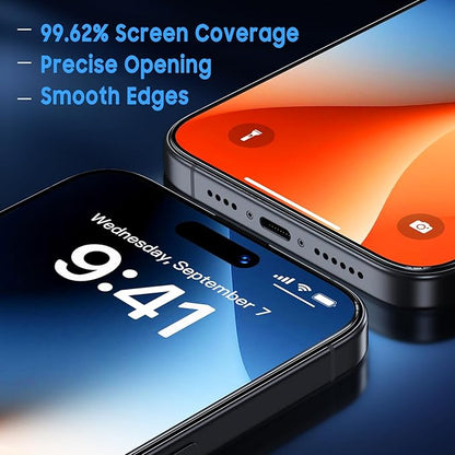 Uyiton for iPhone 15 Pro Max Matte Screen Protector, Anti-Fingerprint [Easy to Install] Anti-Reflection Shatterproof Full Coverage [Case Friendly] Anti-Glare 9H Tempered Glass Screen Cover, 2 Packs
