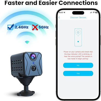 javiscam Hidden Camera 4K HD Wireless Spy Camera with Video, Mini Indoor Cameras for Home Security, AI Motion Detection, Night Vision, Built-in Siren, 60-Day Battery Life, Nanny cam, pet Camera