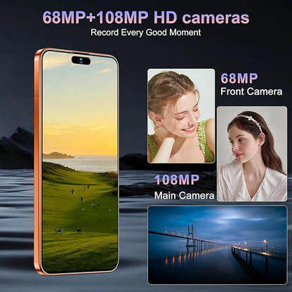 17PM Smartphone: Snapdragon 8 Gen 3, 12GB RAM + 512GB Storage, 7000mAh Battery, 6.99-inch Display, 68MP+108MP Camera, Android 15, 5G, Dual SIM - Superior OS Outperforms Competitors (Orange)