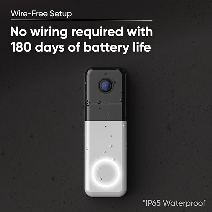 Wyze Wireless Video Doorbell Pro (Chime Included), 1440 HD Video, 1:1 Aspect Ratio: 1:1 Head-to-Toe View, 2-Way Audio, Night Vision (Renewed)