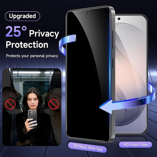 Asstar 2 Pack for Samsung Galaxy S26 Privacy Screen Protector, 25° Anti Spy 9H Tempered Glass for S26, Fingerprint Unlock Support, Full Coverage, Case Friendly, Easy Install, Anti-Scratch