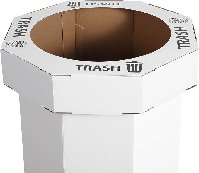 happimess Fleur 25 Gal Trash Can Bin, Cotton White, Set of 2