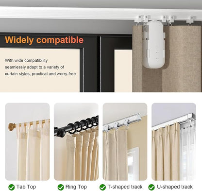 Automatic Curtain Opener with Remote, Gifts for Women and Men, Compatible with Alexa and Google Home, Bluetooth Curtain Opener with App/Timer(For Roman, T/U Tracks - With Remote)