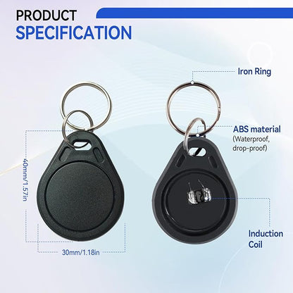 JOJOCY 50 PCS 13.56MHz MFR Ultralight C ULC Key Fobs, NFC Tags, ISO14443A RFID Access Control Key Cards for Smart Door Locks (Black)