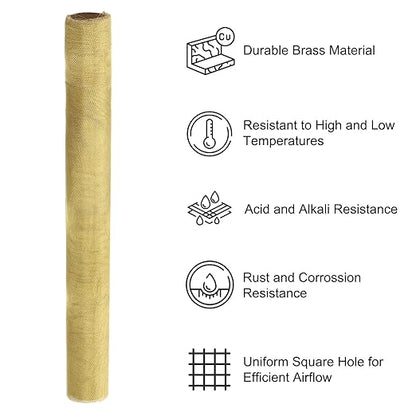 PATIKIL Brass Woven Wire Mesh Screen Roll 39x12, 2 Roll 40 Mesh Filter Metal Coarse Dense Gauze Mesh for Window Security Vent Cover Filtration Animals Fence, Yellow