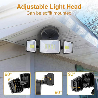 Onforu 75W Flood Lights Outdoor, 4 Packs 7000LM Super Bright Security Lights, 3 Adjustable Heads, IP65 Waterproof, 6500K Wall Mount Exterior LED Flood Light