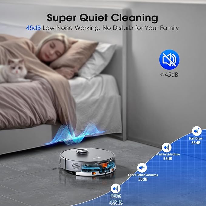 SHELIKI Robot Vacuum and Mop, Mapping Robotic Vacuums Cleaner with LiDAR Navigation Smart & Strong Suction, WiFi/App/Alexa/Voice Control, Obstacle Avoidance, for Home, Wood/Hard Floors, Pet Hair