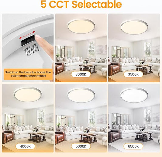 TALOYA Ceiling Light,4 Pack,10 Inch,20W,5 Color Selectable White Flush Mount Ceiling Light for Bedroom,Kitchen,Living Room,Hallway,Laundry