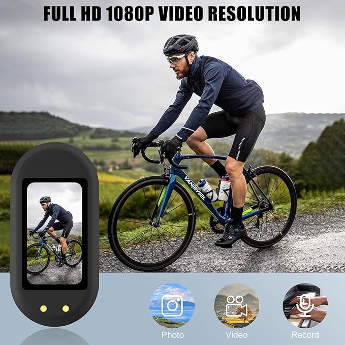 Mini Body Camera,Wearable Action Camera,Magnetic Worn Camera for Shirt,Thumb Size Hands Free Recording Necklace Body Cam for Pets,Travel,Work,Water Sports,Outdoor Adventures(Black, 64GB)
