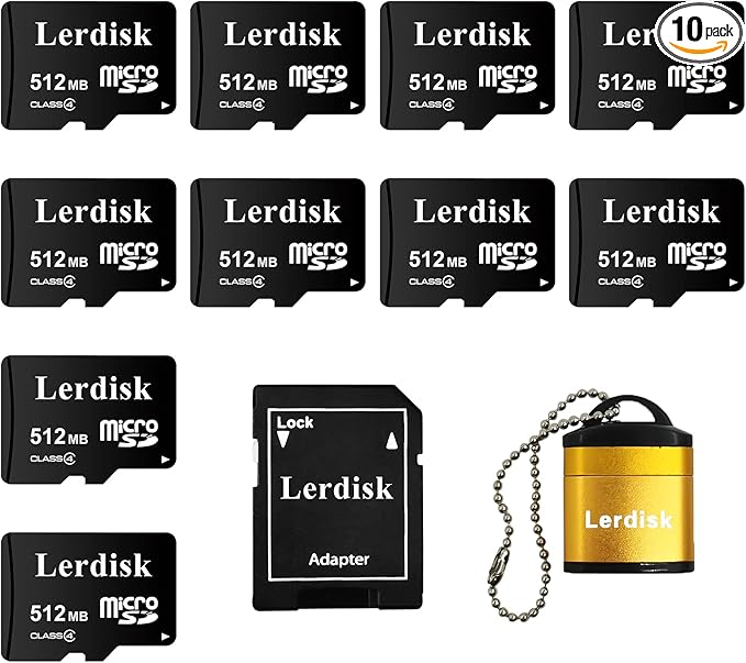Factory Wholesale Micro SD Card 512MB (0.5GB) Pack of 10 in Bulk Low Capacity for MP3/Old Phones/Small Files Only -Not for Cameras/Dashcams/GB Devices
