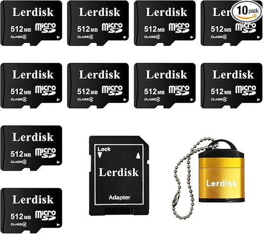 Factory Wholesale Micro SD Card 512MB (0.5GB) Pack of 10 in Bulk Low Capacity for MP3/Old Phones/Small Files Only -Not for Cameras/Dashcams/GB Devices