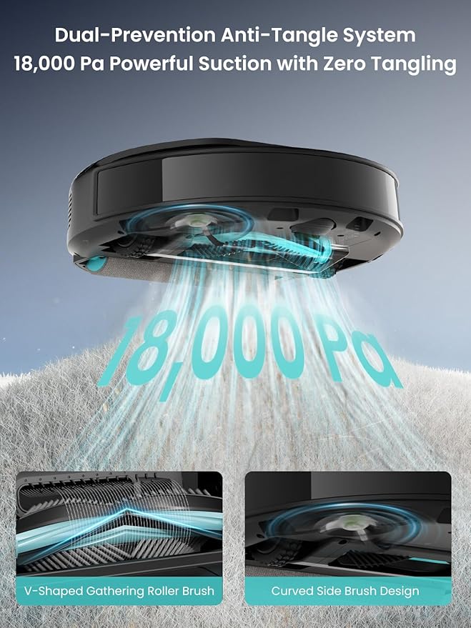 Lefant M5 Pro LiDAR Robot Vacuum and Mop, 18000Pa Suction, PSD 2.0 Smart Obstacle Avoidance, All-in-One Robot Vacuum 120 Day Self-Emptying, Auto Mop Washing, Drying&Refilling, Supports 2.4G/5G WiFi