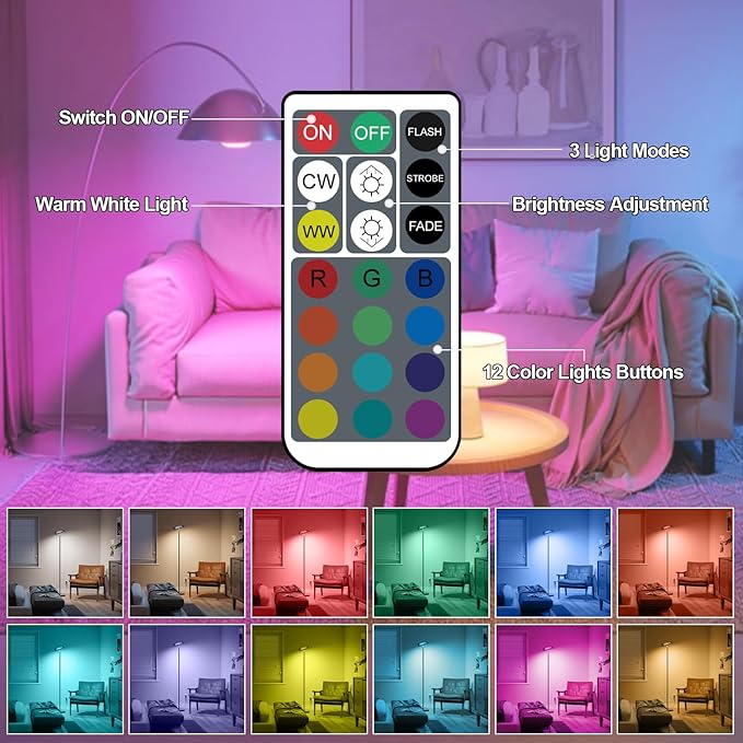 XRise E12 Color Changing Bulb with Remote Control, Dimmable 12 Colors+3000K+6000K, 2W LED E12 Candelabra Bulb 20W Incandescent Replacement, Memory Function, No Flicker, for Mooding Lighting, 4PACK