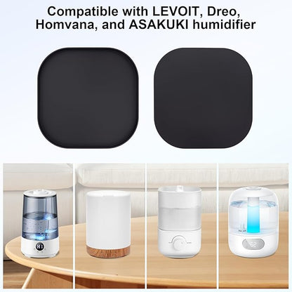 Silicone Humidifiers Drip Tray for LEVOIT, Dreo, ASAKUKI, Homvana Humidifiers, 10''x10'' Non-Slip & Leak-Proof Silicone Mat, Prevent Water Leakage and Protect Floor Surface (Black)