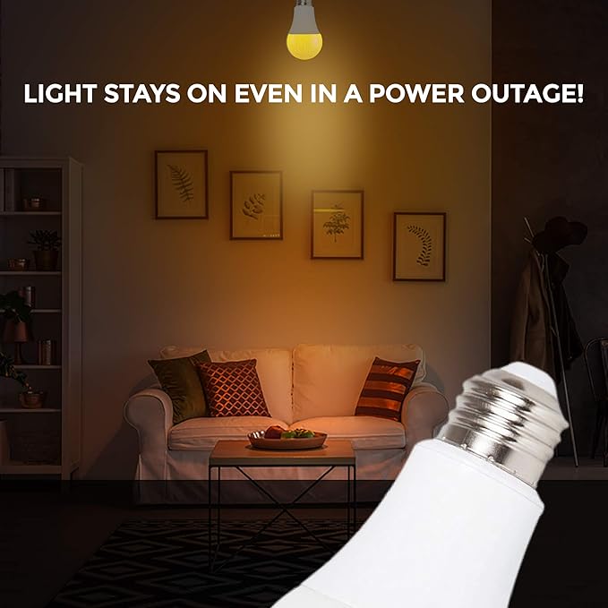 Ciata Lighting LED Smart Emergency Light Bulb with Rechargeable Battery Back-up - Intelligent Lighting, Lasts 3-4 Hours During Power Outage - Extra Hook for Camping, Outdoor (4 Pack)