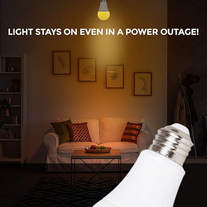 Ciata Lighting LED Smart Emergency Light Bulb with Rechargeable Battery Back-up - Intelligent Lighting, Lasts 3-4 Hours During Power Outage - Extra Hook for Camping, Outdoor (4 Pack)