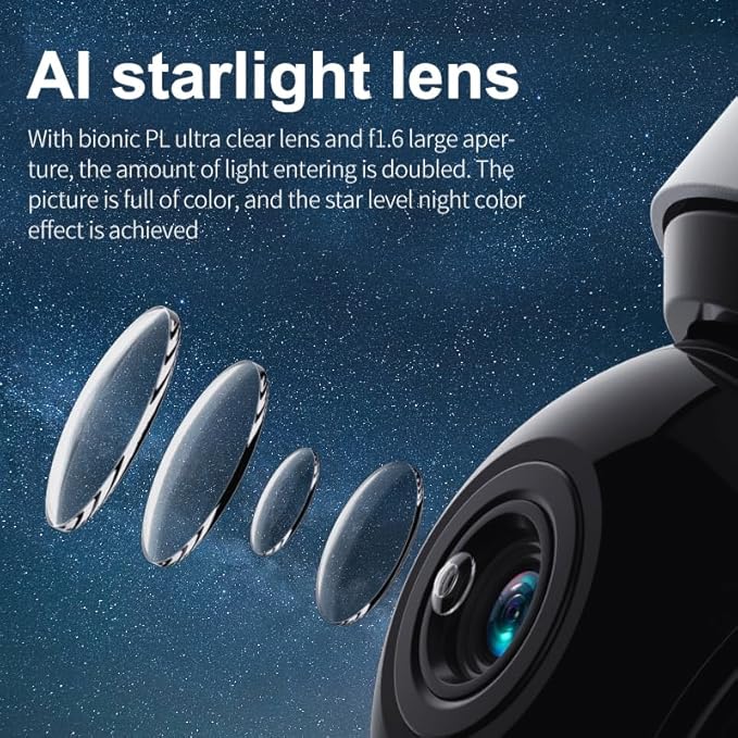 PTZ Security Camera, Wireless WiFi 2K HD, 355 Pan 90 Tilt, Night Vision, IP66 Waterproof/Home Indoor and Outdoor Security Surveillance, AI Auto Tracking, Spotlight & Siren, Motion Detection