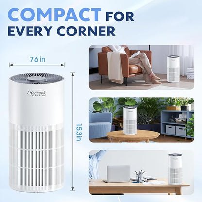 Lifecreek Air Purifiers for Home up to 1084 Ft², Air Purifiers for Large Rooms with Smart WiFi Control, 3-Stage Filter Air Purifiers for Bedroom 22 dB, Hepa Air Purifier Filter Cleaners for House