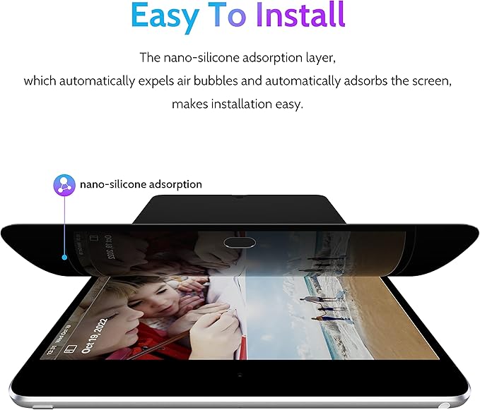 Peslv Privacy Screen Protector Compatible With iPad 9th 8th 7th Generation 10.2 Inch, Anti Glare Blue Light Spy Filter Private Cover, High Sensitive Bubble-Free Easy Install Black Security Screen