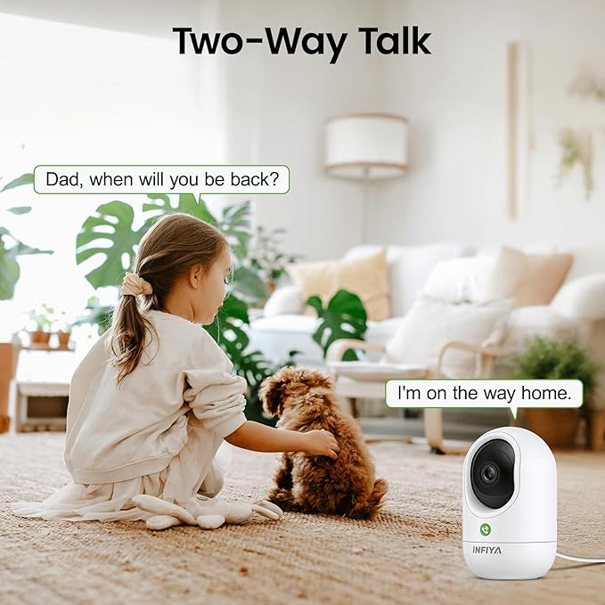 INFIYA 2K Indoor Camera-360° Pan/Tilt Baby/Elderly/Pet Camera with One-Tap Call & 24/7 Local Storage, Cameras for Home Security Works with Alexa/Google Home, K7-4 Pack (2.4GHz Wi-Fi Only)