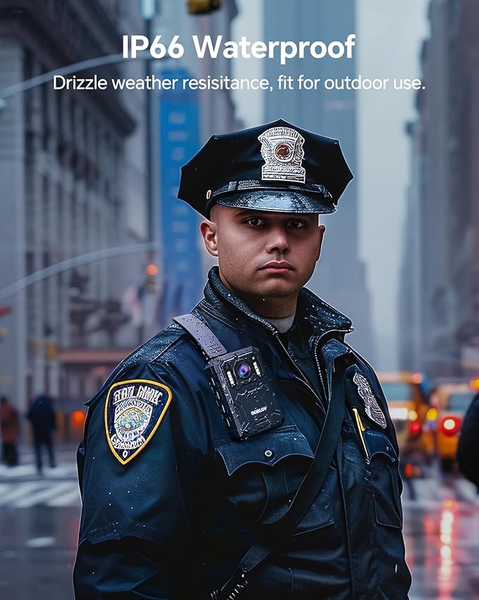 BOBLOV KJ23Pro 4K Body Camera, 128GB Body Camera with Night Vision, 4000mAh Battery for 15 Hours Continuous Recording, IP66 Waterproof Design for Law Enforcement, Security, and Outdoor Work（4K 128GB）