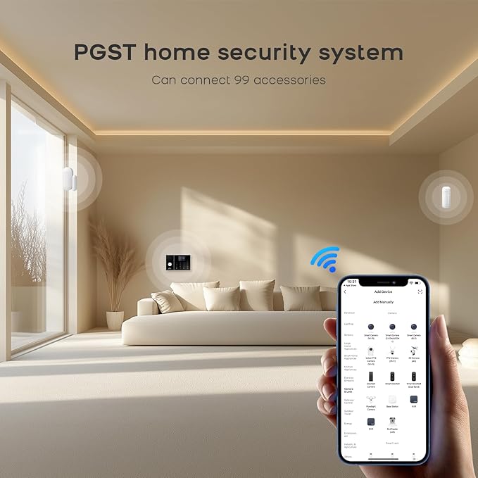 PGST Home Security Systems 8-Piece Kit,Alarm System for Home Security,App Alerts,Door Sensors,Motion Detection,WiFi Alarm,Compatible with Alexa,No Subscription,for Home Security and Kids Safety