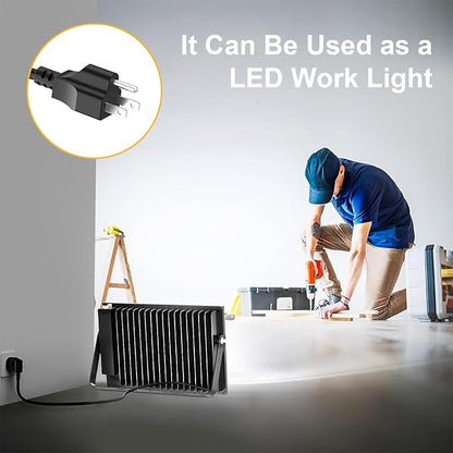 Onforu 200W Flood Lights Outdoor,19000lm Bright LED Work Light with Plug,Daylight White LED Flood Lighting,IP66 Waterproof Security Yard Lights for Yard Garage Stadium 2 Pack