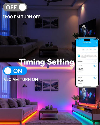 TJOY 16.4FT Smart Led Strip Lights for Bedroom, Compatible with Alexa and Google Assistant, RGB Color Changing, Wireless Music Sync Led Lights for Room Decor(APP+Remote+Voice)