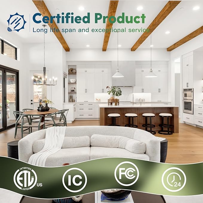 12 Pack 4 Inch 5CCT Ultra-Thin LED Recessed Ceiling Light with Junction Box, 2700K/3000K/3500K/4000K/5000K Selectable, 700LM Brightness, Dimmable Canless Wafer Downlight, 10WEqv90W, ETL&FCC