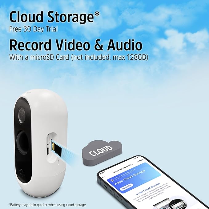 Energizer Smart 2K Outdoor Battery Security Camera, Wireless, Rechargeable, Weather-Resistant, Live View, 2-Way Audio, Night Vision, Motion Alerts, Hub-Free Wi-Fi, Remote Access, Records Video/Audio