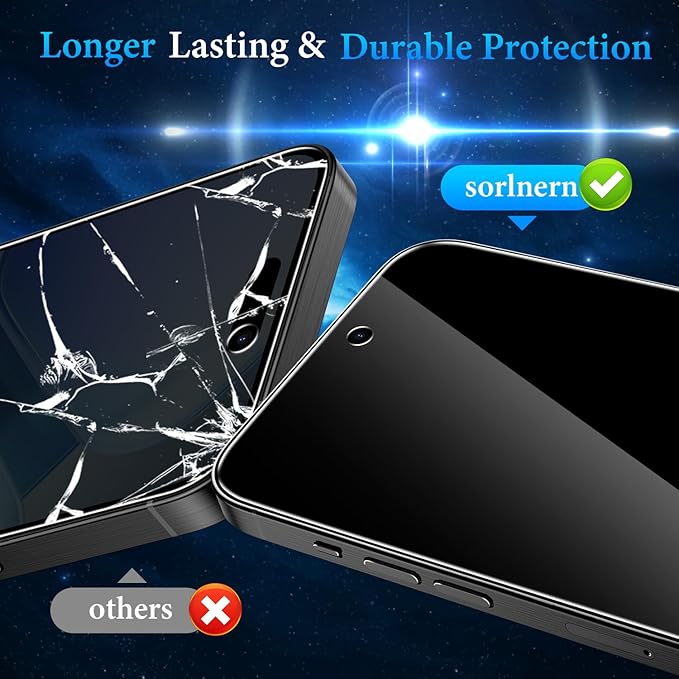 (3 Pack) sorlnern Privacy Screen Protector Tempered Glass Compatible for iPhone 16 Pro - Shatterproof/Anti-Scratch/Anti-Spy/Durable/Touch-Sensitive/Fingerprint Resistant/Case-Friendly/Bubble-Free (Not Compatible for iPhone 16 Pro Max)