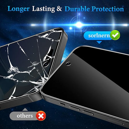 (3 Pack) sorlnern Privacy Screen Protector Tempered Glass Compatible for iPhone 16 Pro - Shatterproof/Anti-Scratch/Anti-Spy/Durable/Touch-Sensitive/Fingerprint Resistant/Case-Friendly/Bubble-Free (Not Compatible for iPhone 16 Pro Max)