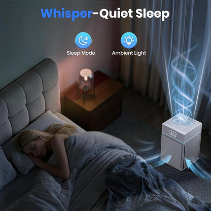 Air Purifiers for Smoke Up to 3600 Ft², Pureborne HEPA Air Purifiers for Home Large Room with PM 2.5 Sensor for Wildfire Smoke Odor Fur, Three-Sided Air Inlet, Auto Mode, Sleep Mode, Beige, 1 Pack