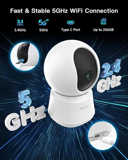 ARENTI 360° View 4MP 5G WiFi 6 Pet Camera P2F 2PC with 64G Local Storage