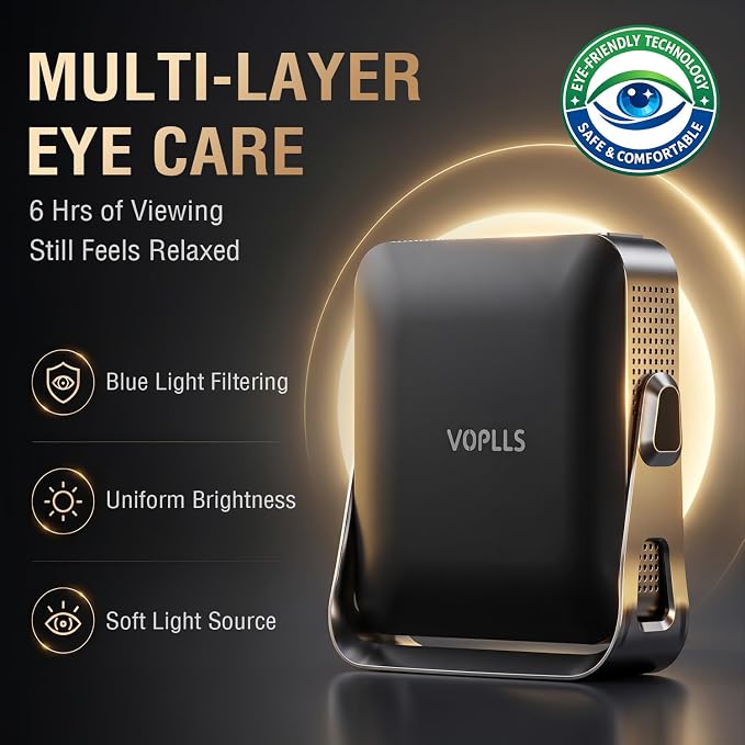 【Officially-Licensed APP & Native 1080P】Thinnest 1.81" Smart Mini Projector Lens LHD with WiFi and Bluetooth, Auto Focus & Keystone Portable Outdoor Projector, VOPLLS 4K Home Movie Projector Lens