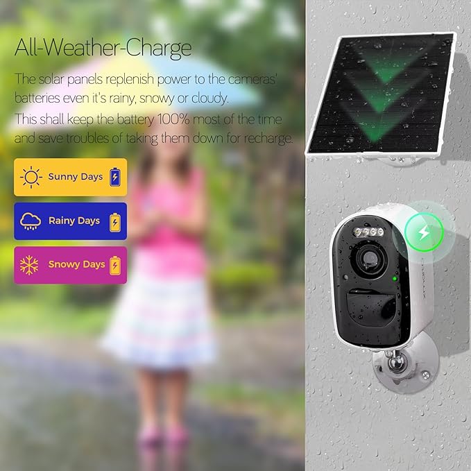 xmartO 4MP QHD WiFi6 Dual-Band Wireless Solar-Powered Indoor & Outdoor Home Security Camera