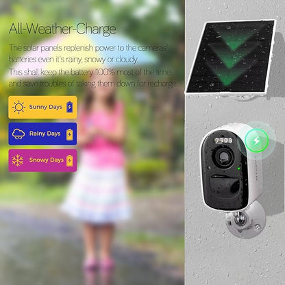 xmartO 4MP QHD WiFi6 Dual-Band Wireless Solar-Powered Indoor & Outdoor Home Security Camera