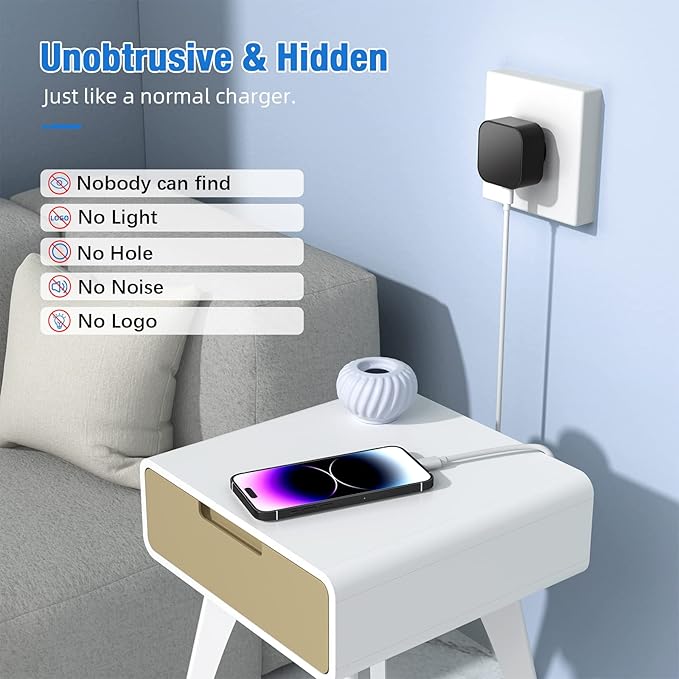 LIZVIE 1080P Nanny Spy Camera Charger Supports 2.4G WiFi, Mini Hidden Camera Charger with Motion Detection, Night Version, Nanny Cam Hidden Cameras, Small Security Camera with Motion Detection