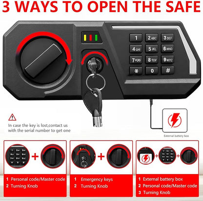 5.2 Cuft Large Safes for Home Use Water and Fireproof, Digital Security Fire Safe Box with Programmable Keypad, Key Lock & Removable Shelves, Anti-Theft Document Safe for Money, Medicine and Valuables