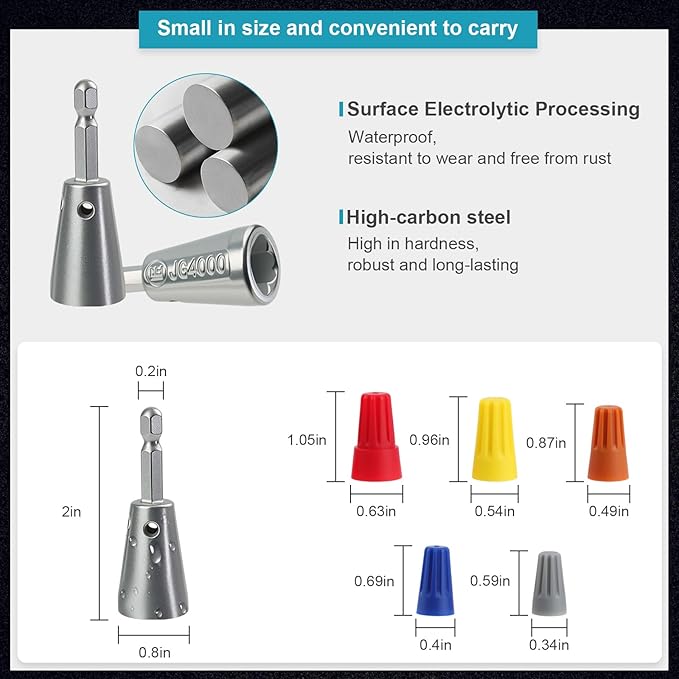 2 Pcs Upgraded Wire Twister Tool for Drill, Compact Wire Nut Twister for DIY Home Electrical Repair, Lightweight Wire Nut Twister for Drill Compatible with 9-22 AWG Wire