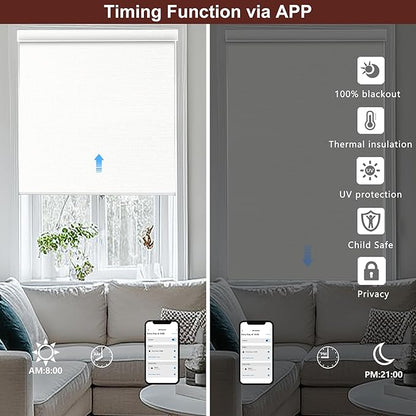 Bringnox Motorized Blinds with Remote,100% Blackout Smart Roller Blinds Compatible with Apple Homekit Google Home and Alexa Via HUB,and Customized